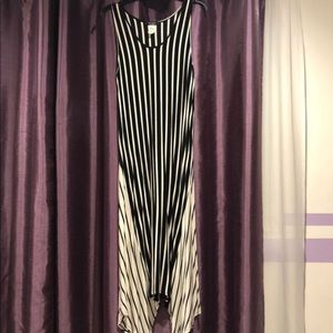 a black and white stripped dress
